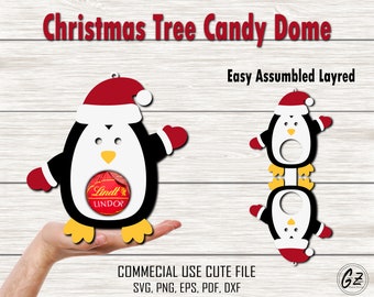 Christmas Candy Dome Svg, Christmas Candy Dome Holder SVG, Candy Ornaments SVG, Candy dome Svg, Candy Holder Svg, Sweet Holder Svg, penguin
