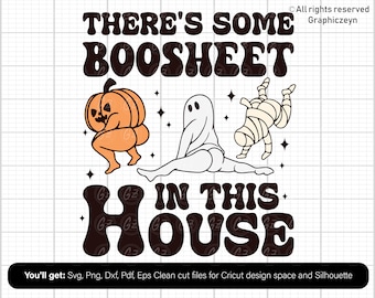 There's Some Boo Sheet In This House SVG PNG, Halloween Svg, Ghost svg, Spooky Season svg, Mummy svg, Funny Halloween SVG, Retro Halloween