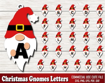 Christmas Gnome Letter Svg Bundle, Christmas Gnome Bundle SVG, Christmas Gnome Ornament Svg, Holiday Gnomes Svg, Gnome SVG, Glowforge Svg