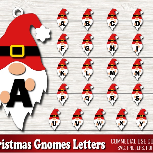 Christmas Gnome Letter Svg Bundle, Christmas Gnome Bundle SVG, Christmas Gnome Ornament Svg, Holiday Gnomes Svg, Gnome SVG, Glowforge Svg