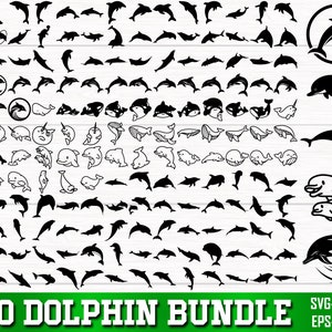 Bundle Svg dauphin, dauphin Png, clipart dauphin, Silhouette de dauphin, animaux marins, dauphin fichiers coupés Svg pour Cricut, bébé dauphin