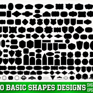 Basic Shape SVG Bundle Vol 1, Basic Shape PNG Bundle, Basic Shape Clipart, Tag Svg, Banner Svg, Basic Geometric Shape, Name Tags SVG