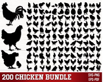 Chicken SVG PNG Bundle, Chicken Clipart, Rooster svg, Farmhouse svg, Chicken Silhouette, Crazy Chicken svg, Chicken Cut File Cricut