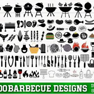 Paquete SVG de barbacoa, paquete PNG de barbacoa, imágenes prediseñadas de barbacoa, svg a la parrilla, silueta de barbacoa, archivos de corte SVG de barbacoa para Cricut