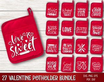 Paquete de soporte de olla de San Valentín, SVG de San Valentín, svg de agarradera, manopla de horno SVG, SVG de cocina, svg para hornear, citas de cocina divertidas, corte de archivo cricut