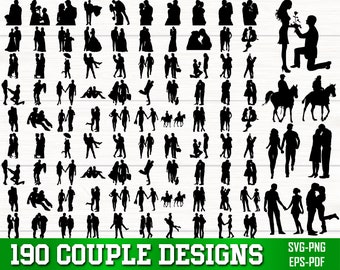 190 Couple SVG Bundle, Couple Png Bundle, Bride and Groom SVG, Couple Clipart, Couple Silhouette, Couple Cut Files For Cricut, Wedding SVG