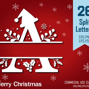 Christmas Split Letters Svg, Christmas Split Alphabet SVG, Christmas Monogram Svg, Christmas Svg Cut Files, 26 Christmas Capitals, Cut Files