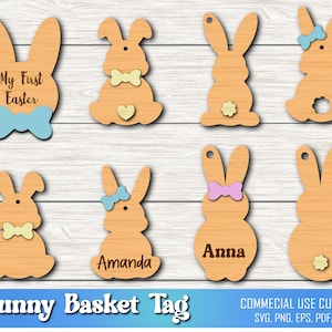 Bunny Basket Tag svg, Easter Basket Tags SVG, Easter Tags svg, Easter Laser Cut File, Basket Name Tag svg, Easter Hanger Ornaments