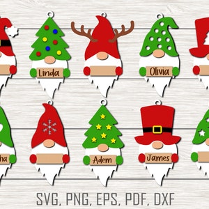 Ornamento de Natal Gnome SVG, Pacote de Gnomos de Natal Svg, Natal Svg, Corte a laser, Gnome SVG, Glowforge Svg, Arquivo para CriCut, Silhueta