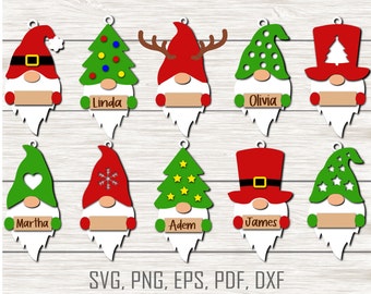 Gnome Christmas Ornament SVG, Christmas Gnomes Bundle Svg, Christmas Svg, Laser Cut, Gnome SVG, Glowforge Svg, File for CriCut, Silhouette