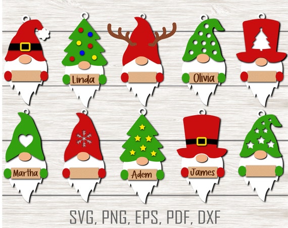 Gnome Christmas Ornament SVG, Christmas Gnomes Bundle Svg, Christmas Svg, Laser Cut, Gnome SVG, Glowforge Svg, File for CriCut, Silhouette