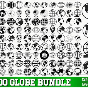 Globus SVG-Bundle, Planet PNG-Bundle, Welt Clipart, Globus Silhouette, Weltkugel SVG-Schnittdateien für Cricut, Globus und Anker svg