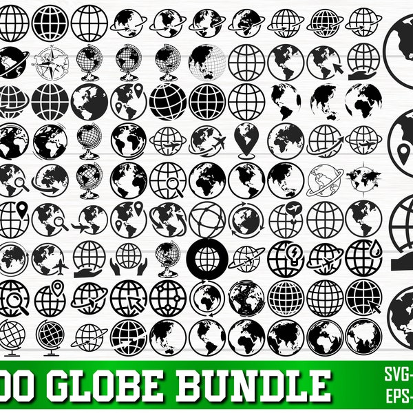 Globe SVG Bundle, planet PNG Bundle, World Clipart, Globe Silhouette, World Globe SVG Cut Files for Cricut, Globe and Anchor svg