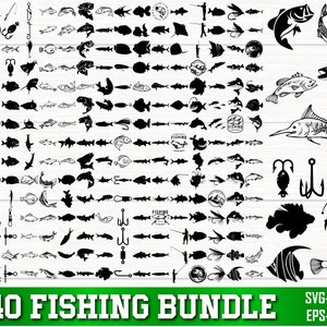 Fishing SVG Bundle, Fishing Png Bundle, Fish Svg, Fishing Clipart, Fishing Silhouette, Fishing Cut Files For Cricut, Trout Svg, Hook Svg