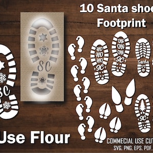 Pegada de Papai Noel svg, Natal svg, Botas de Papai Noel svg, Papai Noel Png, Pegada de Elfo svg, Santa Clipart, arquivos cortados a laser, Silhueta