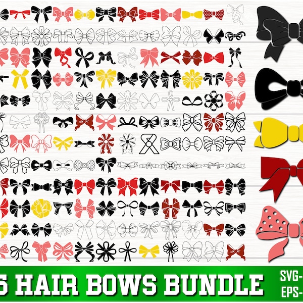 Hair Bow Svg Bundle, Hair Bow SVG, Bow PNG Bundle, Bow Template Svg, Bow Clipart, Hair Bow Silhouette, Hair Bow SVG Cut Files for Cricut