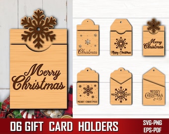 Gift Card Holder SVG Bundle, Ornament Holder SVG Bundle, Gift Box svg, Gift Card Holder Svg, Christmas Glowforge Gift Holder Svg, Laser Cut