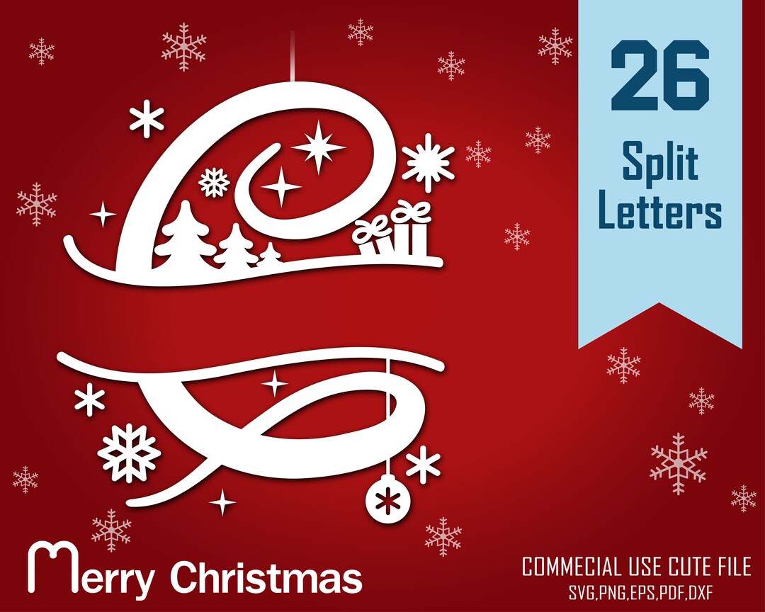 Christmas Split Letters Svg, Christmas Split Alphabet SVG, Christmas ...