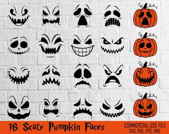 Pumpkin Face Svg, Jack O Lantern svg, Cute Halloween Faces, Halloween Clipart, Halloween svg, Funny Halloween SVG, Cricut Cut Files