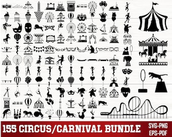 Circus SVG Bundle, Carnival PNG bundle, Circus Clipart, Circus Silhouette, Circus Birthday, Carnival Svg, Circus Cut Files For Cricut