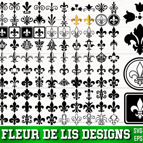 Fleur de Lis SVG Bundle, Fleur de Lis PNG Bundle, Fleur de Lis Clipart, Fleur de Lis Silhouette, Fleur de Lis SVG Cut Files for Cricut