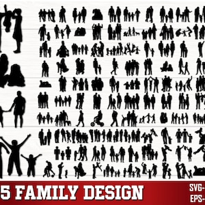 Famiglia SVG PNG Bundle, Family Clipart, Fathers Day svg, Father and Children svg, Family Silhouette, Family SVG Cut Files for Cricut