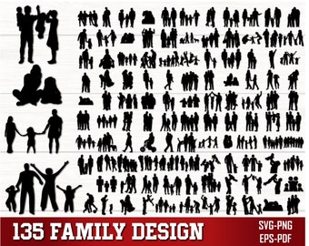Familie SVG PNG Bundle, Familie Clipart, Vatertag svg, Vater und Kinder svg, Familie Silhouette, Familie SVG geschnitten Dateien für Cricut