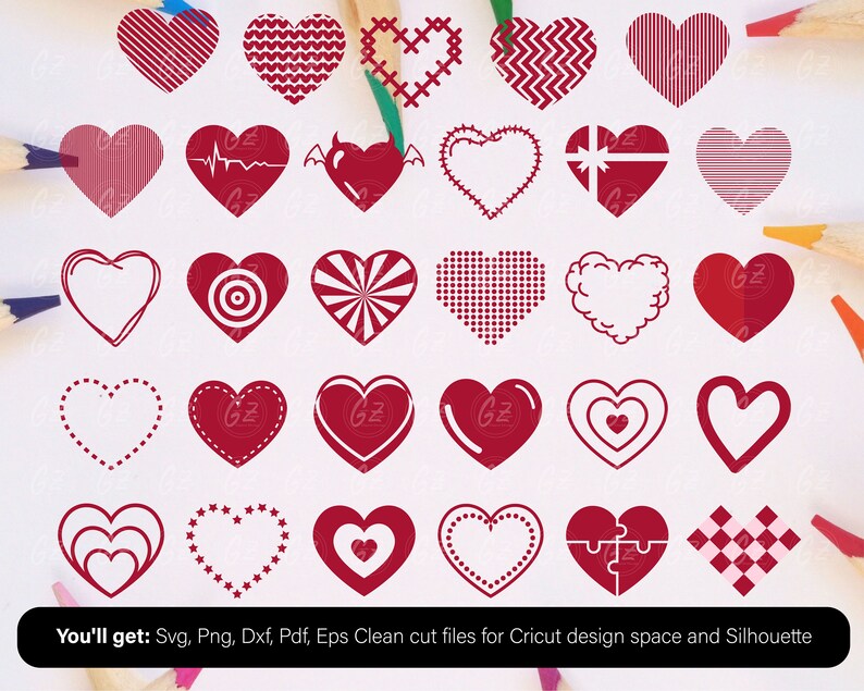 Heart SVG Bundle, Heart Png Bundle, Valentine’s Day Svg, Hearts Clipart ...