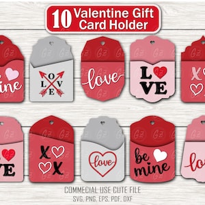 San Valentino Portacarte Regalo Svg, Porta Carte Regalo Svg, San Valentino Svg, Love Tag Svg, Laser Gift Card Holder svg, Glowforge SVG, DXF PDF