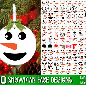 Pacchetto Svg con 180 facce di pupazzo di neve, pupazzo di neve in formato Svg, clipart del pupazzo di neve, Natale in formato Svg, file di taglio del pupazzo di neve, viso carino del pupazzo di neve in formato SVG, faccia del pupazzo di neve in formato Svg