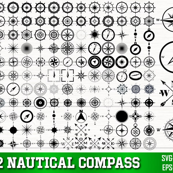 Compass  SVG Bundle, Compass PNG Bundle, Compass Clipart, Compass Silhouette, Compass SVG Cut Files for Cricut, Nautical Compass Svg Bundle,