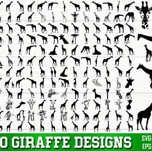 Giraffe SVG bundel, Giraffe PNG bundel, Giraffe Clipart, Giraffe silhouet, Giraffe SVG Cut File voor Cricut, Giraffe Head svg