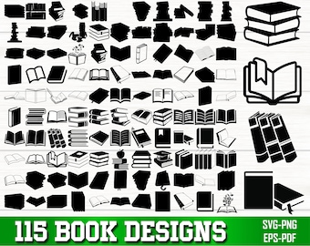 Book SVG Bundle, Book PNG Bundle, Book Clipart, Book Silhouette, Book SVG Cut Files for Cricut, Books svg, Book Lovers svg, Book Shirt Svg