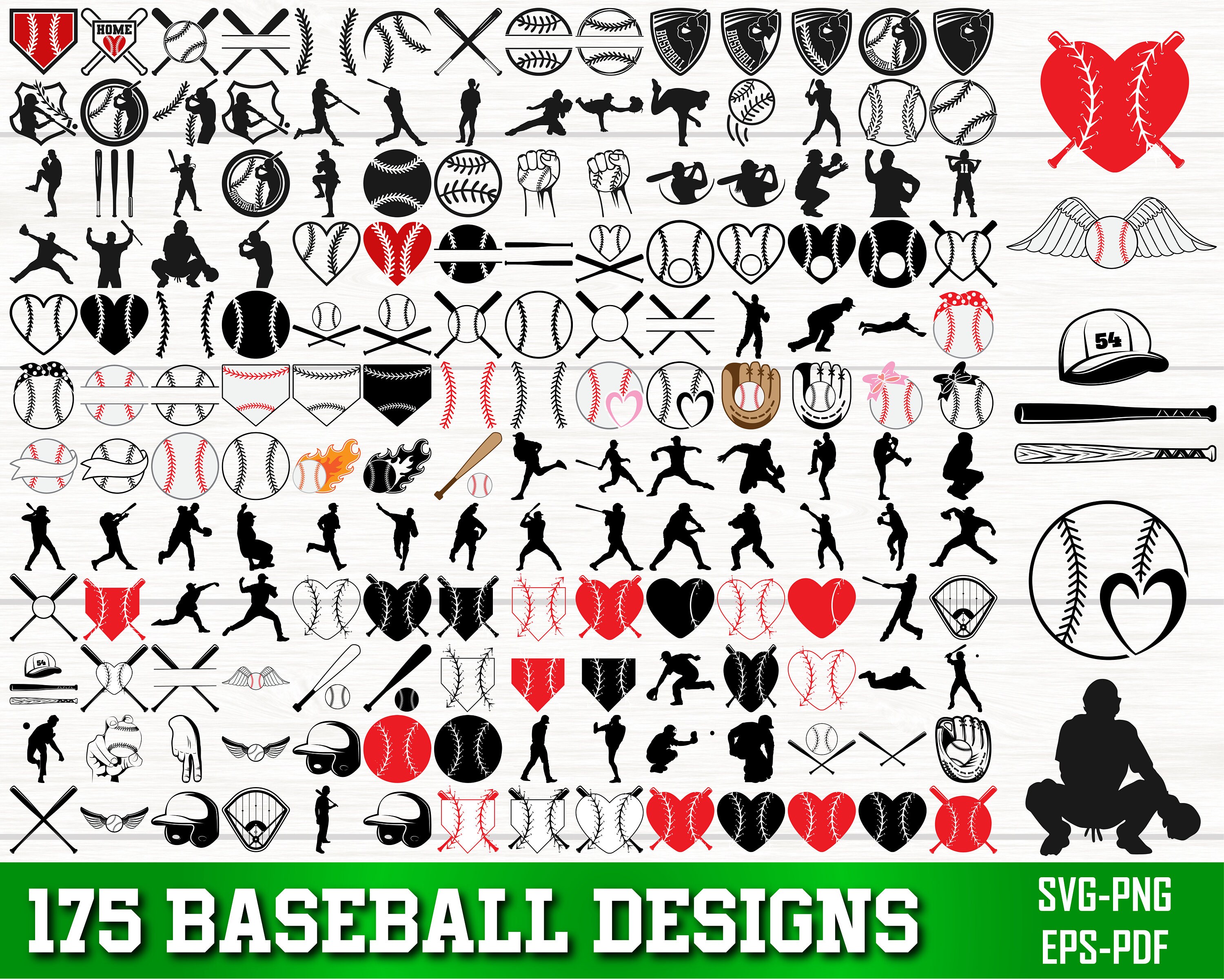 Baseball SVG Bundle, Baseball PNG Bundle, Baseball Clipart, Baseball Silhouette, Baseball SVG Cut Files for Cricut, SoftBall svg, Team shirt