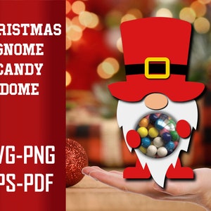 Christmas Gnome Candy Dome Svg Bundle, Gnome SVG, Chocolate Holder svg, Candy Dome Svg, Candy Ornaments SVG, Christmas Candy holder