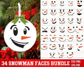 Muñeco de nieve se enfrenta a paquete svg, muñeco de nieve svg, muñeco de nieve clipart, Navidad svg, archivo de corte de muñeco de nieve, muñeco de nieve cricut, cara de muñeco de nieve svg, muñeco de nieve PNG