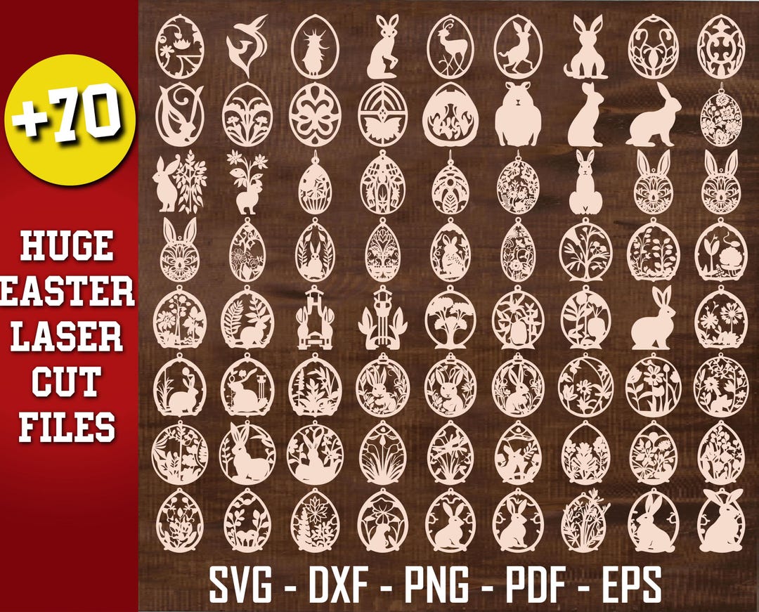 73 Easter Ornaments Laser Cut Svg Bundle, Bunny Ornaments Svg, Easter ...