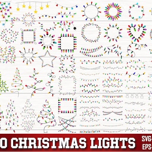 Lumières de Noël SVG, chaîne lumineuse de Noël SVG, lumière d’arbre de Noël SVG, ornement d’arbre de Noël, silhouette de lumières de Noël