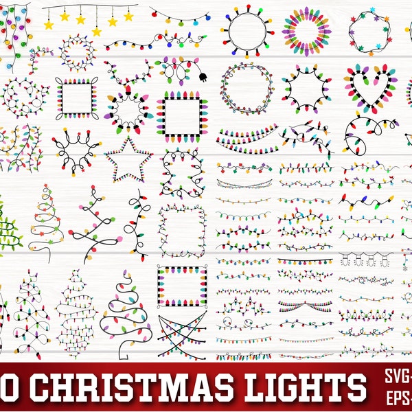 Christmas Lights SVG, Christmas light string SVG, Christmas Tree light SVG, Christmas Tree Ornement, Christmas Lights Silhouette