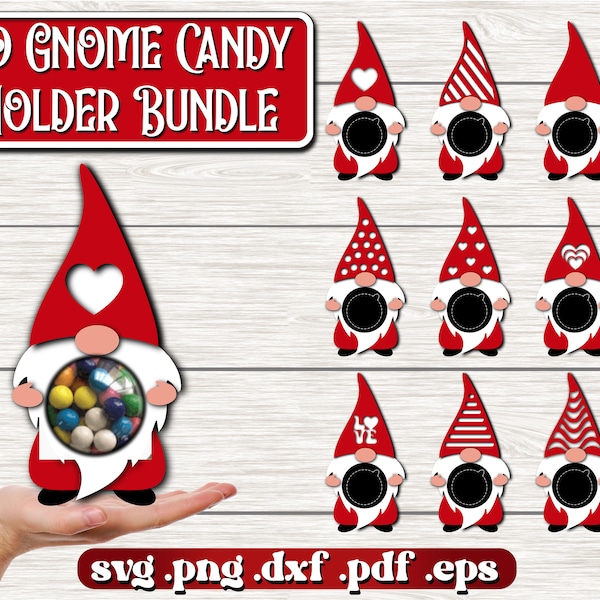 Gnome Candy Dome Svg, Porte-chocolat Svg, Porte-bonbons de Saint-Valentin, Porte-bonbons Svg, Porte-bonbons de Noël, Artisanat en papier de Noël en couches