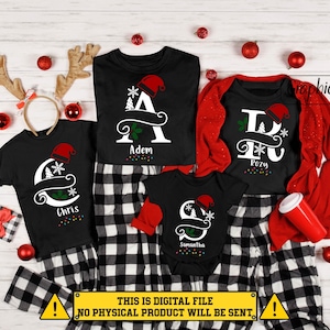 Pacote de letras do alfabeto dividido de Natal, pacote de SVG abc de Natal, letras A-Z, design de camisa de Natal, presente de Natal personalizado, clipart