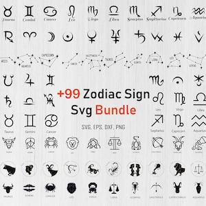 Zodiac Signs SVG Bundle, Astrology Svg, Horoscope SVG Bundle, Zodiac Constellation Svg, Zodiac Birthday Cards png, Zodiac Signs Clipart Png