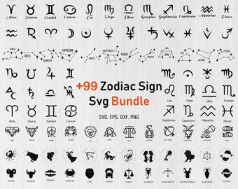 Zodiac Signs SVG Bundle, Astrology Svg, Horoscope SVG Bundle, Zodiac Constellation Svg, Zodiac Birthday Cards png, Zodiac Signs Clipart Png