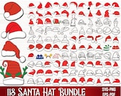 Santa Hat Svg Bundle, Christmas SVG, Santa Hat Silhouette, Christmas Svg Cut Files, Santa Claus Hat Svg, Reindeer Santa Hat svg, Xmas Svg