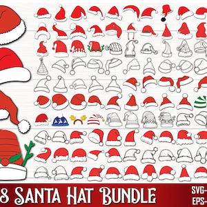 Pacote Svg de Chapéu de Papai Noel, SVG de Natal, Silhueta de Chapéu de Papai Noel, Arquivos de Corte Svg de Natal, Svg de Chapéu de Papai Noel, Rena Chapéu de Papai Noel svg, Svg de Natal
