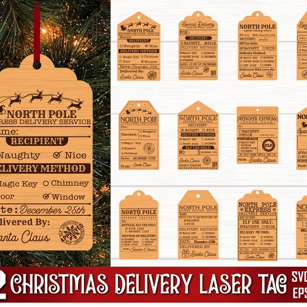 North Pole Delivery tag SVG, Gift Card Holder SVG, Gift Box svg, Laser Cut Svg Christmas Gift Tag, Special Delivery from the North Pole, Dxf