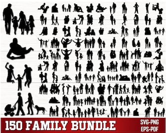 Familie SVG PNG Bundle, Familie Clipart, Vatertag svg, Vater und Kinder svg, Familie Silhouette, Familie SVG geschnitten Dateien für Cricut