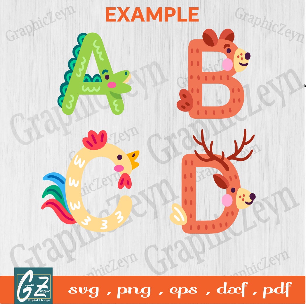 Cute Animals Alphabet Svg Animal Alphabet Bundle Svg AZ Etsy