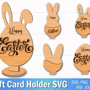 Gift Card Holder SVG, Easter Gift Card Holder Svg, Glowforge Easter SVG, Easter Tag, Easter Egg Bunny Ears, Personalized Gift Card Holder