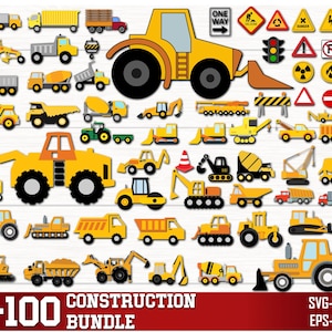 Bouw SVG, Camions Svg, Pack de constructie svg, Excavatrice Svg, Camion à benne svg, Bulldozer svg Fichiers voor Cricut Silhouette